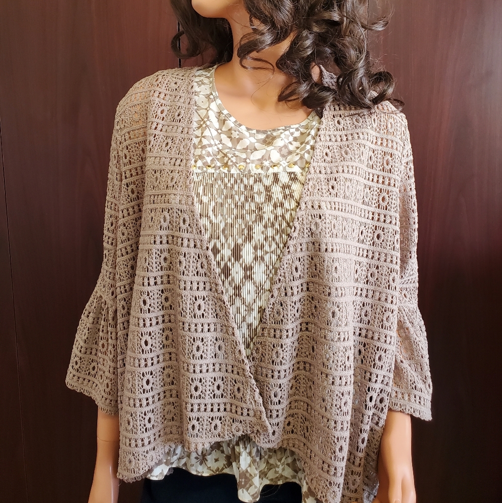 Ruby Red 2 Piece Blouse and Sweater Set